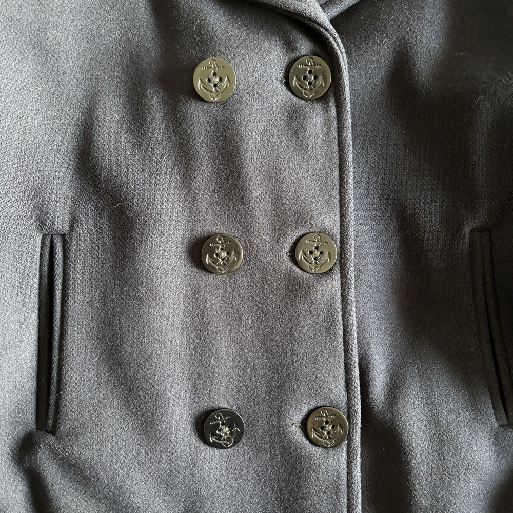 VTG Lands End Womens Size 16 100% Pure Wool Navy Peacoat Nautical USA Preppy - Picture 6 of 13